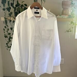 Amanti Men's White Dress Shirt 16.5 34/35 Stiff Collar Classic Formal XL